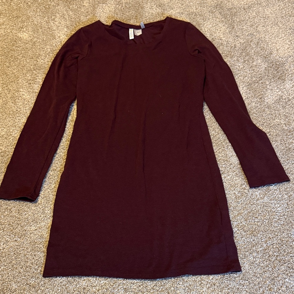 😎H&M Deep Burgundy Basic bodycon dress